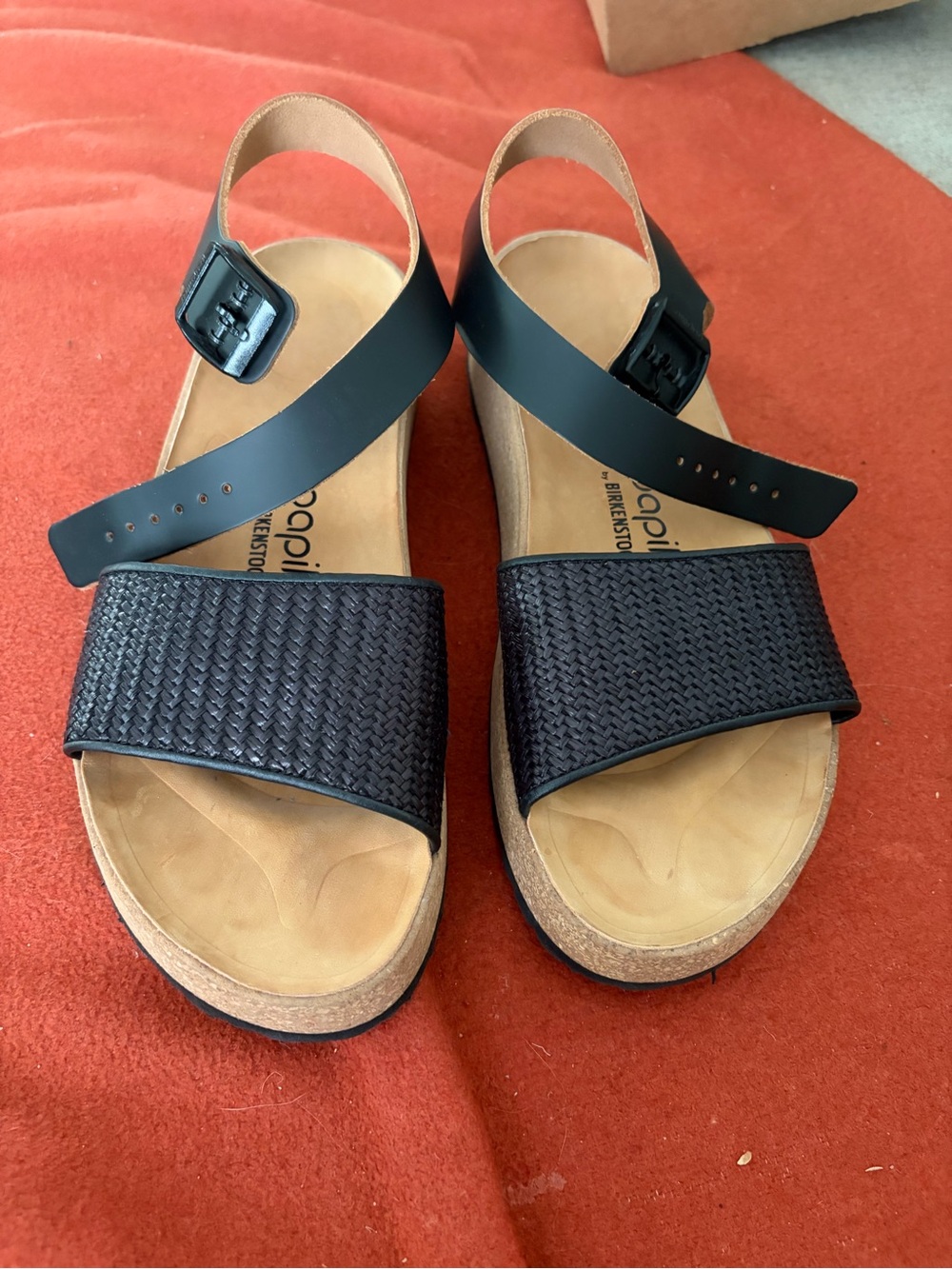 Birkenstock Papillio Glenda Sandals new EU size 39 women’s 8 Black Wedge - Picture 2 of 6